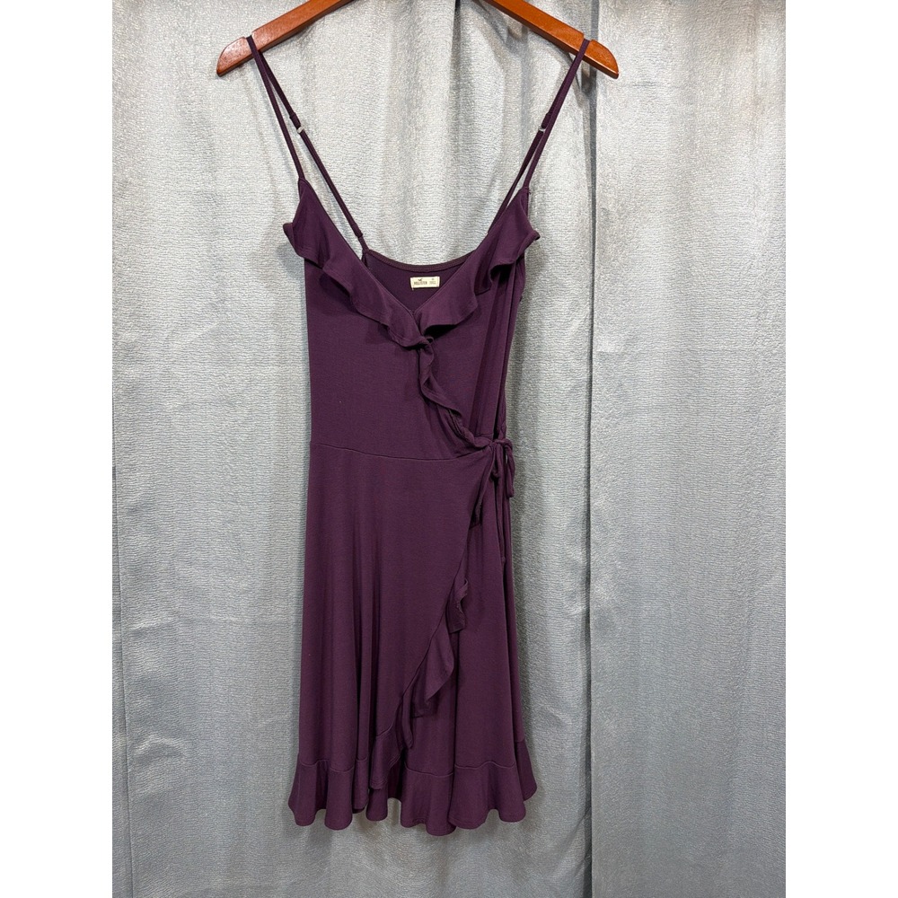 Hollister Womens Purple Ruffle Wrap Mini Dress Adjustable Straps XS Plum